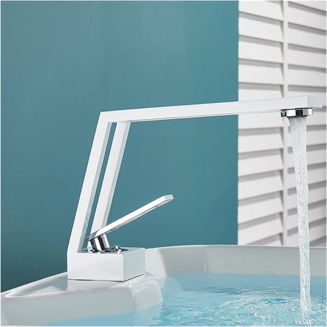 Golden Salle de Bains Bassin Robinet Fashion et Spécial Casage Creux Fauce de lavabo à Chaud Mélangeur à Eau Froide Tap Tun Deck monté(Chrome White) (1/5)
