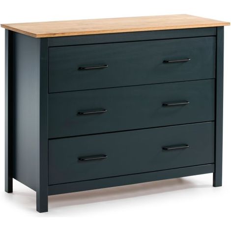 Cómoda de 3 cajones resistente y funcional 100x80 cm Eira Blue Ocean - Oak (ancho) x 80cm (alto) (1/5)