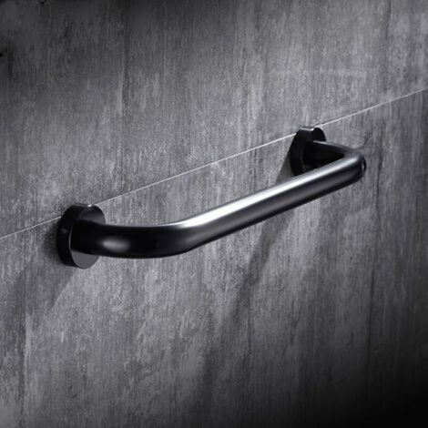Barre d'appui de toilette en acier inoxydable, barre d'appui de baignoire, porte-serviettes mural, noir (30 cm) (1/4)
