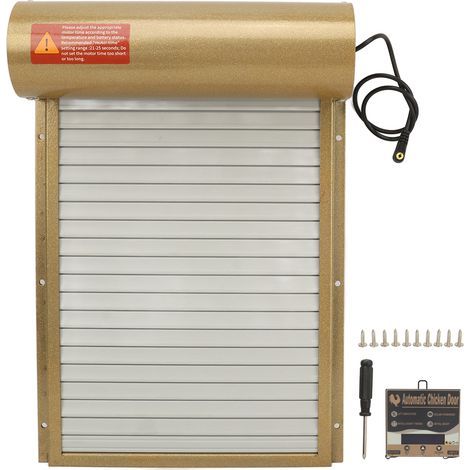 Automatic chicken coop door, battery-powered LED timer display, for farms, Gold (1/5)