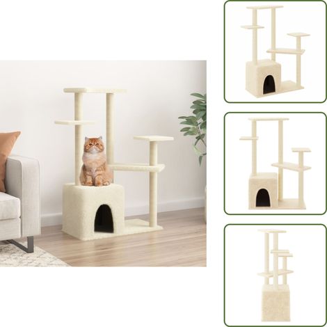 Kratzbaum mit Sisal-Kratzsäulen Creme 107,5 cm - Katzenkratzbaum - Kratzbaum Sisal - Katzenmöbel - Katzturm - Plüschkatze (1/5)