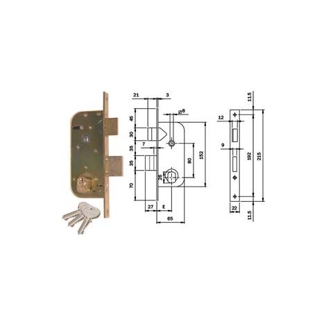 SERRATURA INFILARE PER CANCELLI CATENACCIO E SCR. SEPAR. C/QUADRO 620- - mm.35 (620350) - 2 pezzi ISEO