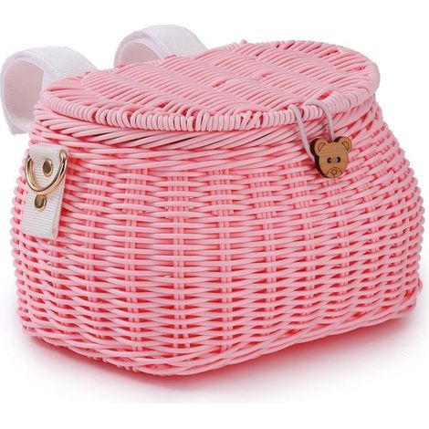 Panier de vélo enfant - Panier de vélo - Tissé à la main - Unisexe - 18 x 19 x 13 cm - Plastique - Rose (1/5)