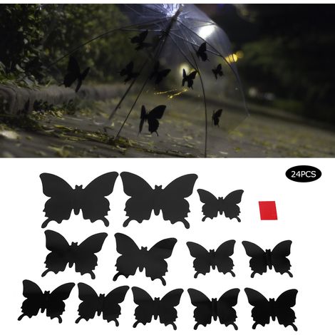 Lot de 24 autocollants muraux papillons noirs stéréoscopiques pour salon (1/5)
