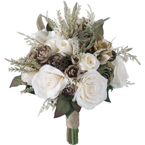Bouquet de mariée vintage européen, ornement de fleurs artificielles en soie à porter à la main pour mariage et fiançailles (1/5)