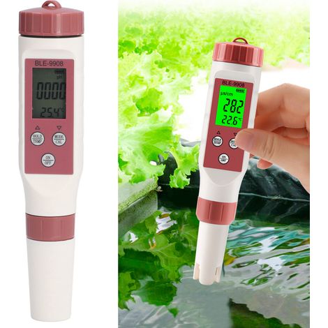 Ce testeur de qualité d'eau/testeur d'acide/d'alcalinité Bluetooth 4 en 1 enregistre automatiquement les données et est livré sans pile. (1/5)