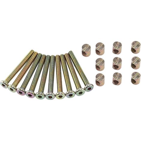 Vis à tête hexagonale creuse, boulons pour meubles avec filetage M6 x 55 mm, écrous cylindriques à fente, chevilles cruciformes pour lits, berceaux et chaises (1/5)