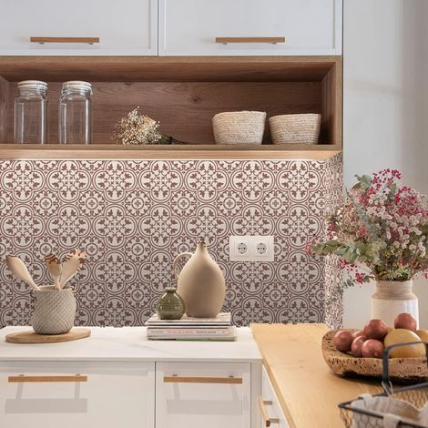 Brown Moroccan Tile Sticker for Bathroom and Kitchen Kitchen Stove Backsplash Peel Off Protective Film (1/5)