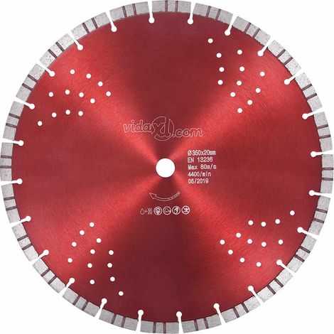 vidaXL Disque de coupe diamanté avec turbo et trous Acier 350 mm (1/4)