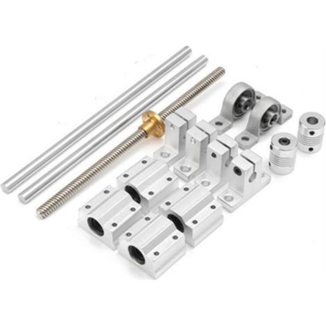 Tige filetée trapézoïdale T8 400 mm, écrou, supports de montage optique, ensemble de vis à double rail (1/5)