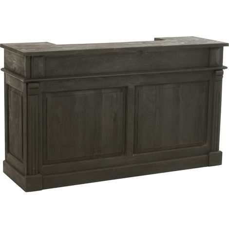 Bar meuble 2 tiroirs 16 niches 180x55x106 cm – Bois de manguier noir – Structure robuste pour salon – Livré monté (1/3)