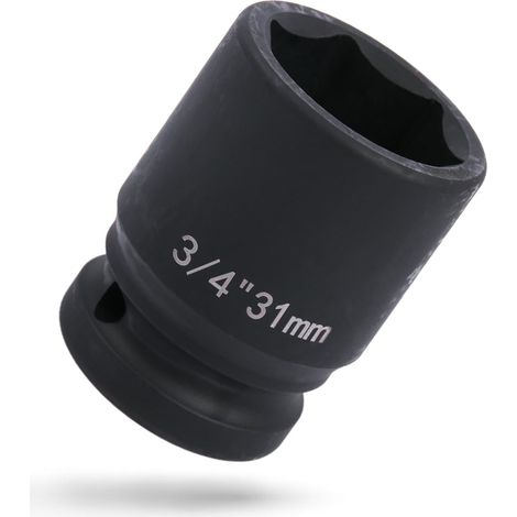 Douille 3/4" 31 mm, 6 pans (6 pans) en acier Cr-V, douille pour visseuse à percussion (1/5)