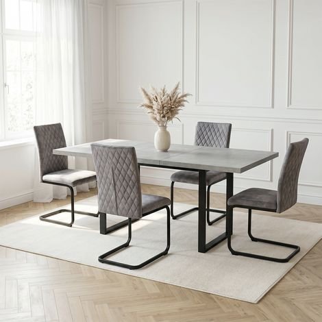 HIPIHOM Esszimmerstuhl mit Stoffpolsterung, stabiles hängendes schwarzes Metallgestell, weiches, bequemes Sitzkissen, Esszimmerstühle, Gewicht 150 kg (4 Stühle, dunkelgrau)