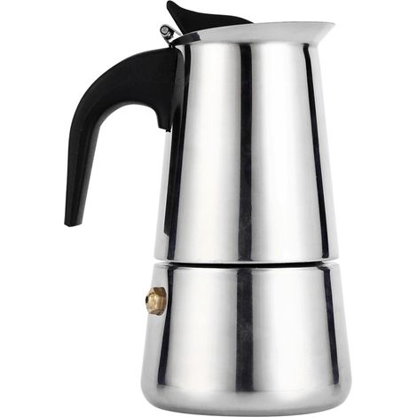 Cafetière Moka à percolation en acier inoxydable pour cuisinière, usage domestique et bureau (100 ml) (1/5)