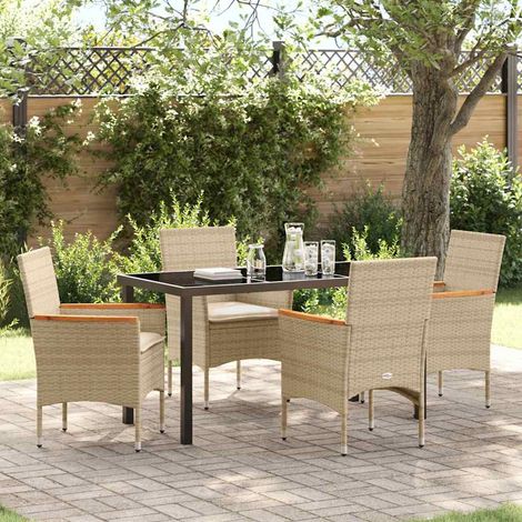 vidaXL Garten Essgruppe 5 pcs Beige Poly-Rattan (1/5)