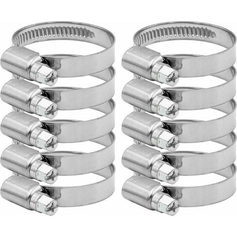 Verstellbare Schlauchschelle 27-51 mm Bereich aus Edelstahl 304 Sortiment Schlauchschellen Clips für Haushaltswasserschlauch, Gasschlauch, Kfz-Schlauch, Wasserhahn 10 Stück (12 mm) (1/5)