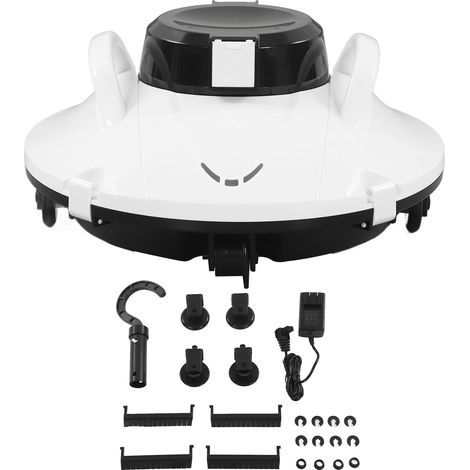 Aspirateur robot piscine sans fil 30W, nettoyeur piscine automatique forte aspiration pour piscine plate jusqu'à 85m², batterie 5000mAh intégrée, prise US 110‑240V (1/5)