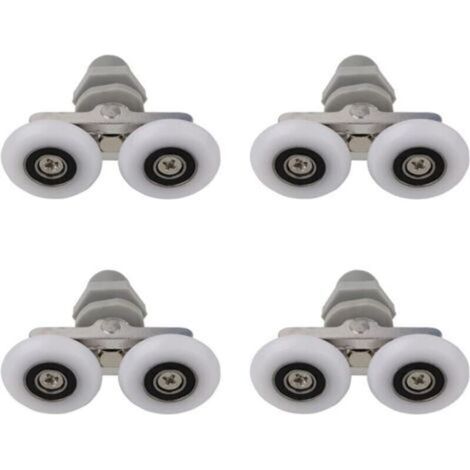 Roulettes Doubles pour Porte de Douche Roulettes pour Porte de Douche Roulettes Coulissantes Porte Salle de Bain Douche Rouleau de Douche de Rechange,Pièces de rechange pour salle de bain 27mm 4 PCS