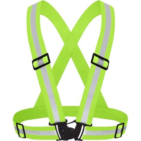 Harnais de Sécurité Réfléchissant Haute Visibilité Réglable Gilet Vert Fluorescent Unisexe (1/5)