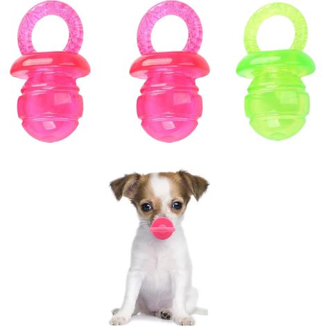 Set mit 3 robusten, kaubaren Welpen-Schnullern aus natürlichem TPR-Material, strapazierfähiges Beißspielzeug für Hunde und Haustiere (1/5)