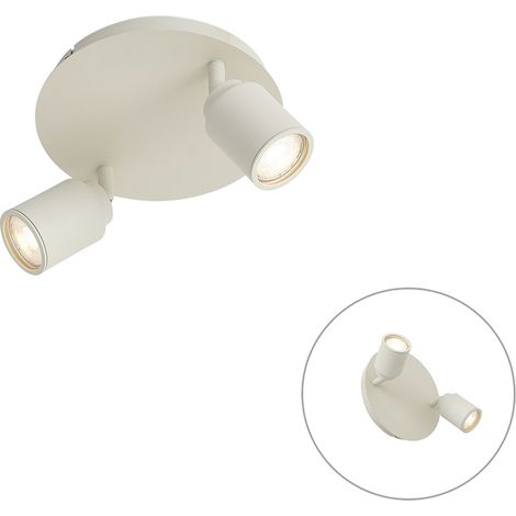 QAZQA Spot de salle de bain moderne beige 2 lumières IP44 - Ducha