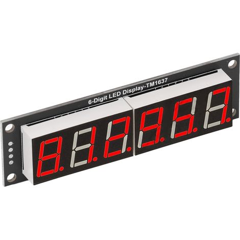 Digitales LED-Röhrenanzeigemodul, 6-stellig, 7-Segment, 0,56 Zoll, TM1637-Treiberchip, rot, Zubehör (1/5)