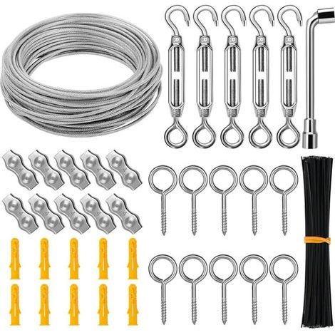 Câble Acier Inoxydable - 30 m x 3 mm - 304 - Kit Installation Garde-Corps Jardinage Suspension - 1 Pièce (1/4)