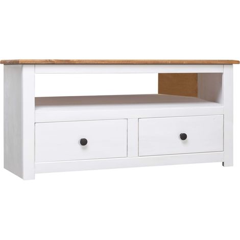 Mueble de TV multimedia estante para televisión buffet de televisión comedor salón dormitorio de esquina 93 x 49 x 49 cm Pino Surtido Panama blanco 020027587