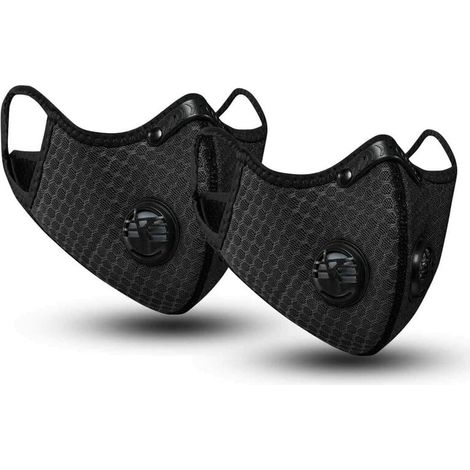 2 masques anti-poussière pour serviettes de sport, avec filtre à charbon actif, lavables, réutilisables et respirants, adaptés aux activités de plein air, au travail du bois, à la tonte et à la course (1/5)
