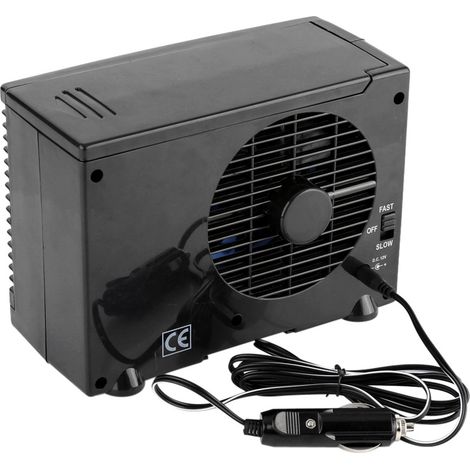 Mini ventilador de mesa portátil, 12 V, 2 velocidades, ABS, negro, 20 cm (1/5)