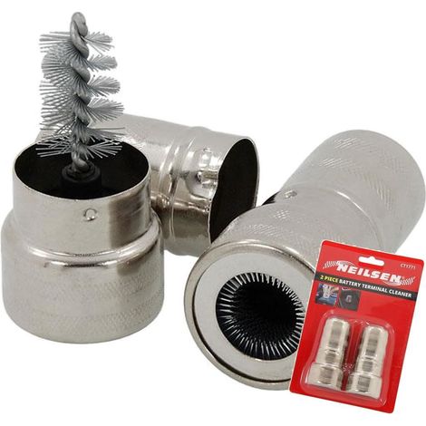 Neilsen 2pc Battery Post and Terminal Cleaner Twin Steel Bristle Brushes (1/2)