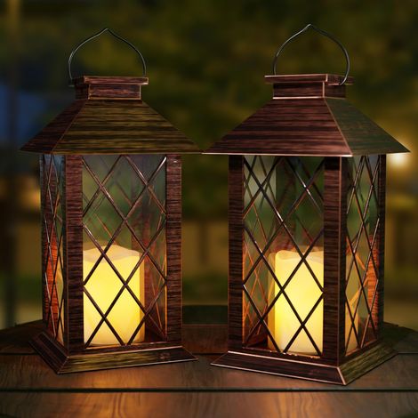 Lot de 2 lampes solaires de jardin, étanches IP44, [Classe énergétique A++], cuivre rouge (1/5)