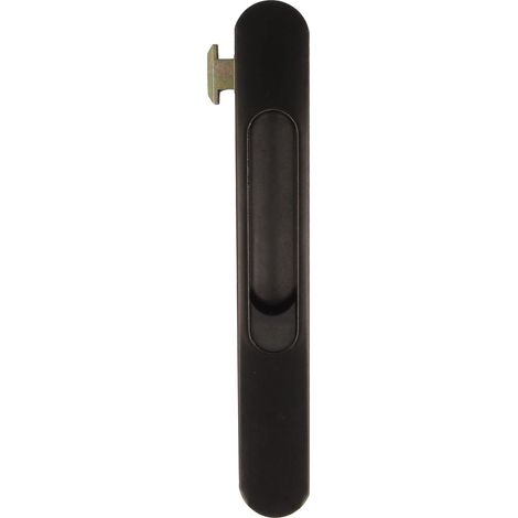 Fermeture à encastrer pour fenêtres et portes coulissantes en aluminium - Serrure à crochet à encastrer - Dimensions : 169 x 23 mm - Couleur noire - Bord arrondi - Installation par pression
