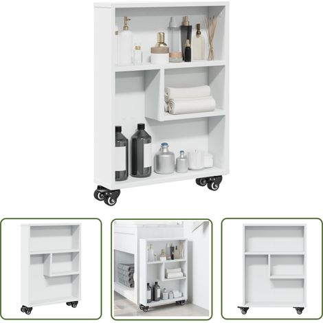 vidaXL Aufbewahrungswagen Schmal Weiß 48x13x68 cm Holzwerkstoff (1/5)