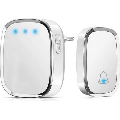 Sonnette De Porte - Sans Fil - Etanche IP44 - 280 M - 36 Melodies - LED Bleue - 1 Unite (1/4)