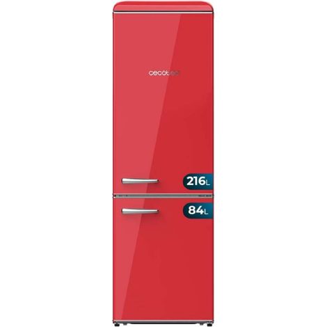 Cecotec Frigorífico Combi Retro de 300L Bolero CoolMarket Combi Origin 300 Red E. Altura 191,5cm y 60 Ancho