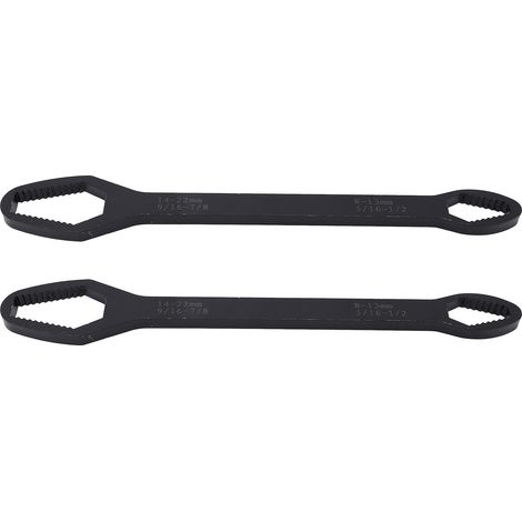 Clé universelle auto-serrante 260mm en acier allié, double extrémité multifonction pour entretien (2 pièces) - Noir (1/5)