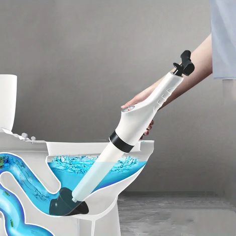 Pneumatic drain cleaner: A device for clearing blockages in toilet pipes. It uses a safe and effective high-pressure airflow to clean toilets, sinks, and showers without the use of chemicals.