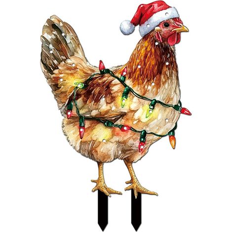 Coq Décor Extérieur Avec Éclairage LED - Figurine Métallique Pour Jardin Pelouse Patio - Décoration Saisonnière Extérieure - 1 Pièce (1/5)
