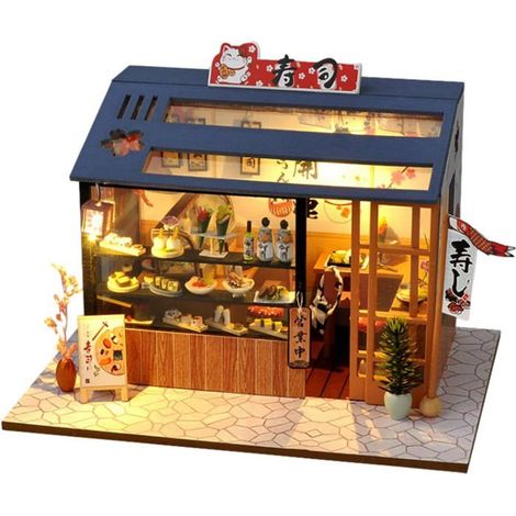 Ecleanfy - book nook, Kit Miniature Japonais Style Maison Miniature , Maison Miniature avec Housse De Protection Et Lumière LED (1/5)