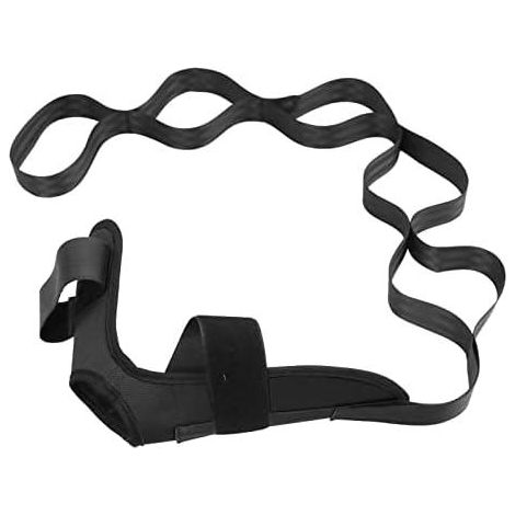 Sangle d'étirement yoga (noire), sangle de cheville à boucle, étire-ligaments doux pour jambes, adapté à la fasciite plantaire, accessoire fitness (1/5)