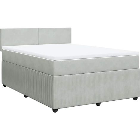 Maison Exclusive - Giroletto a Molle con Materasso Grigio Chiaro 140x190cm Velluto (1/5)