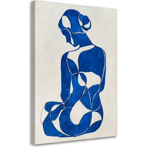 Cuadro en Lienzo Mujer sentada abstracción azul 20x30 (1/5)