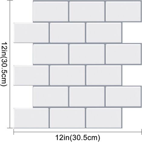 Piastrelle adesive - 10 pezzi Adesivi per piastrelle - Adesivi murali 3D autoadesivi per cucina - bagno - 30,5×3,5 cm (1/4)