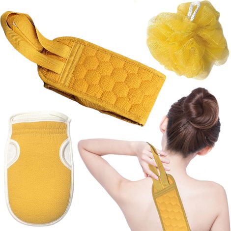 Soffione doccia - Set da bagno a tre pezzi - Giallo e marrone (1/5)
