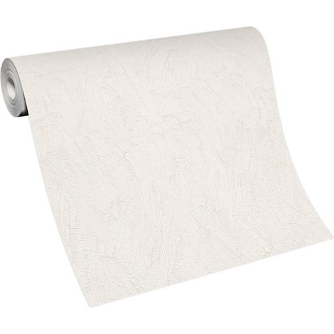 BRICOFLOR Papier Peint effet métallique pour chambre, salon & plus Papier peint imitation platre blanc Tapisserie intissée blanche (1/4)