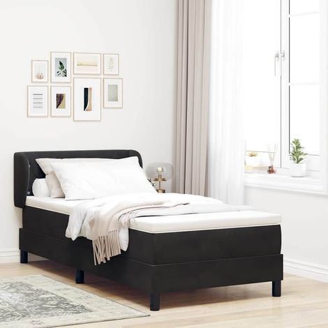Lit à ressorts avec matelas-Sommier à ressorts de lit gris foncé 80x200 cm en velours 564208 (1/5)
