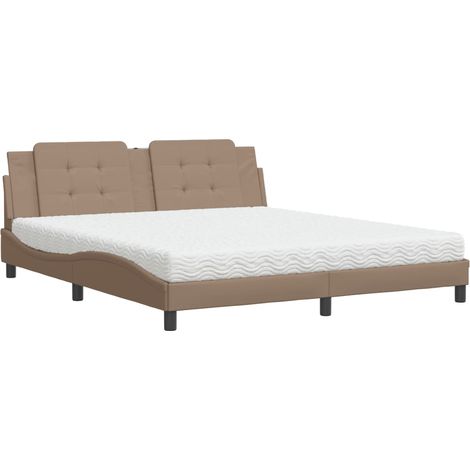 Maison Exclusive - Letto con Materasso Zadar Cappuccino 180x200cm Similpelle (1/5)