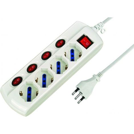 MULTIPRESA 4 BIP.SCHUKO C/5 INTERRUTT. FIG.5 ELECTRALINE 3PMARK PZ 1,0