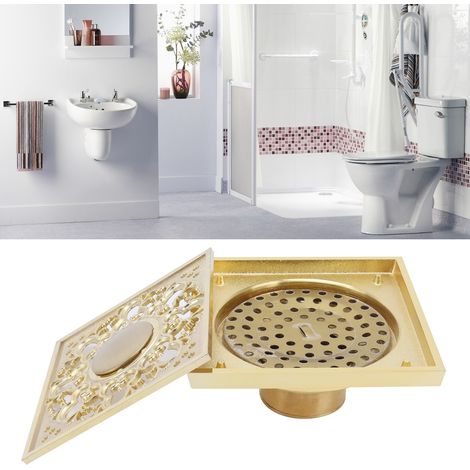 Ensemble de bonde de sol dorée pour salle de bain et toilettes, accessoire de crépine anti-odeurs et anti-obstruction (type peu profond) (1/5)